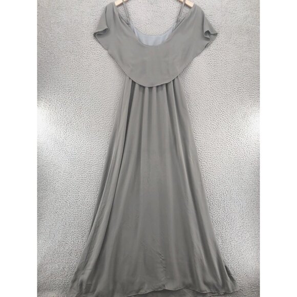 Show Me Your MuMu Dress Womens Medium Caitlin Ruffled Maxi Gray Cold Shoulder - Picture 4 of 11
